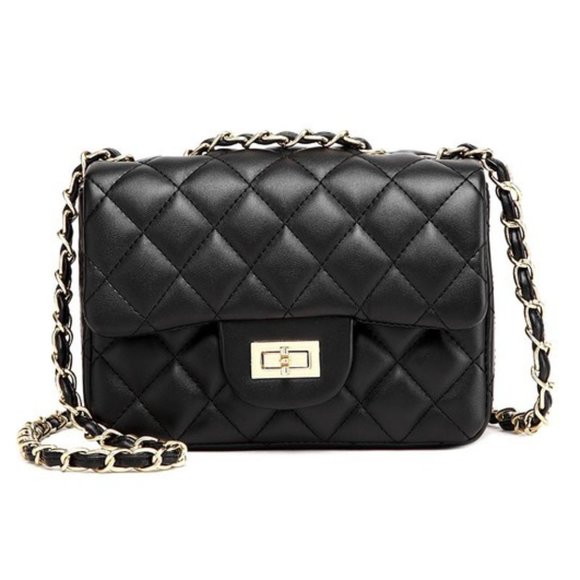 The Wild Clover Handbags - 1 LEFT OH SO LUXURIOUS BLACK QUILTED CROSSBODY BAG